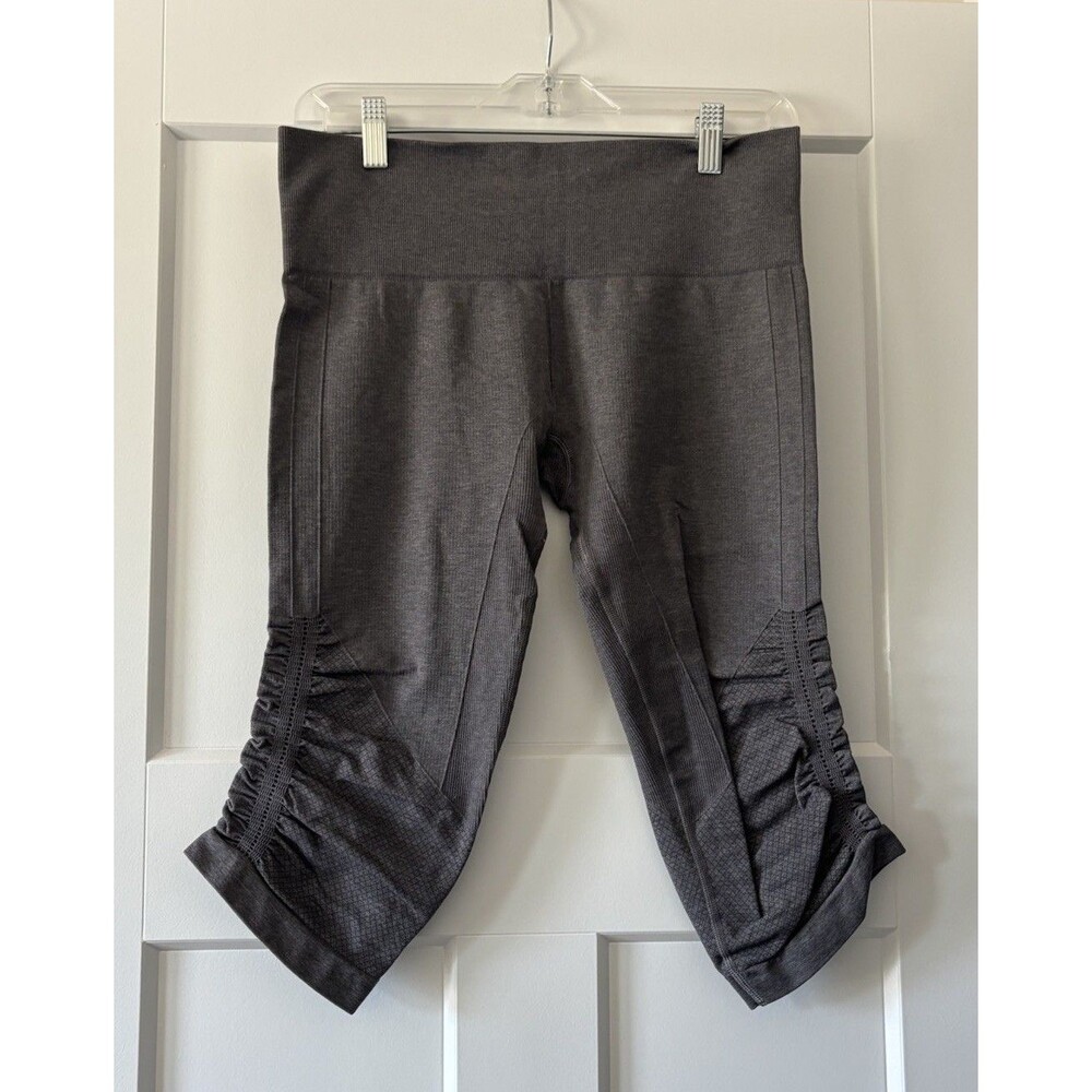 Lululemon Womens In The Flow Crop II Leggings Seamless Ruched Hem Gray Size 8